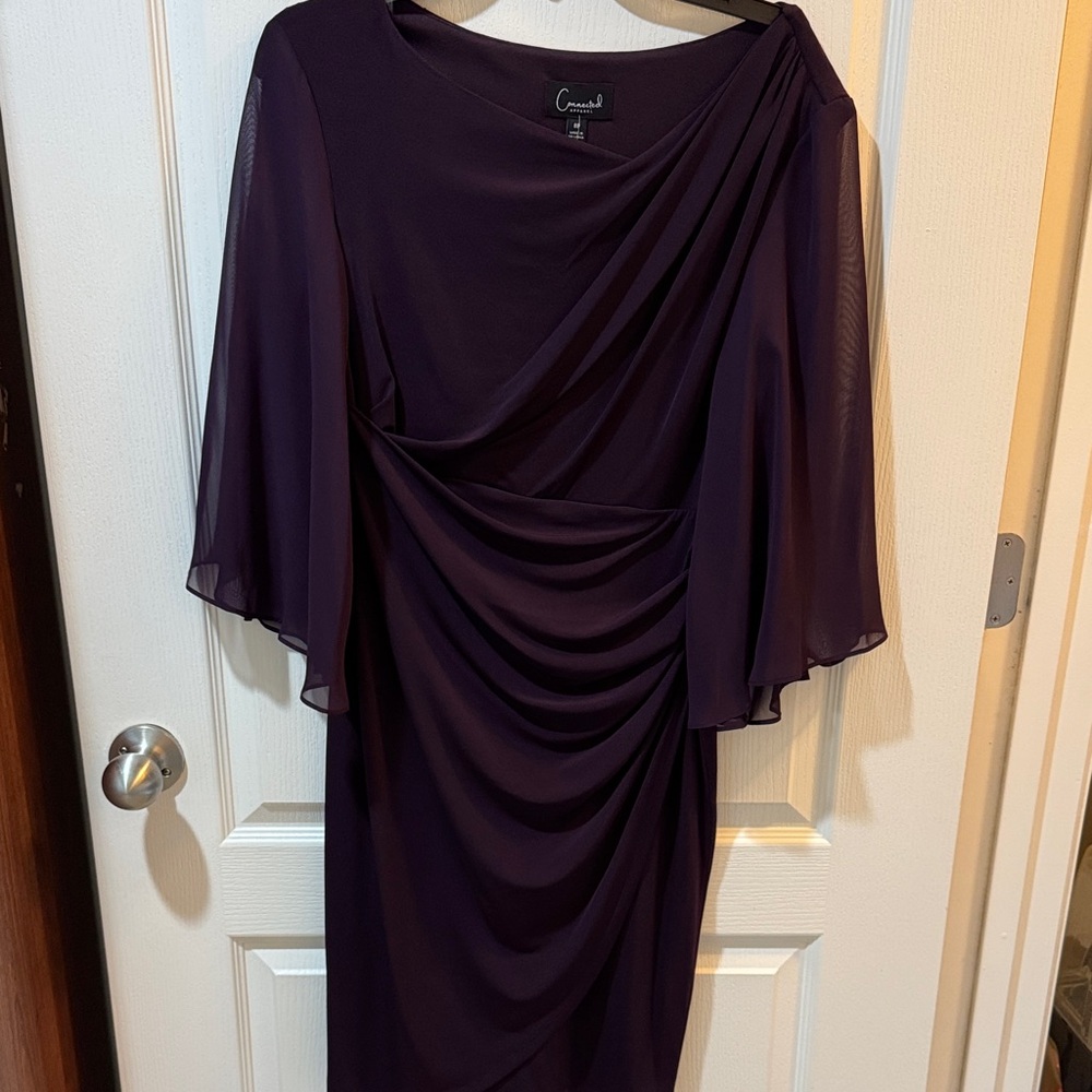 Connected Apparel Elegant Plum Long Sleeve Dress